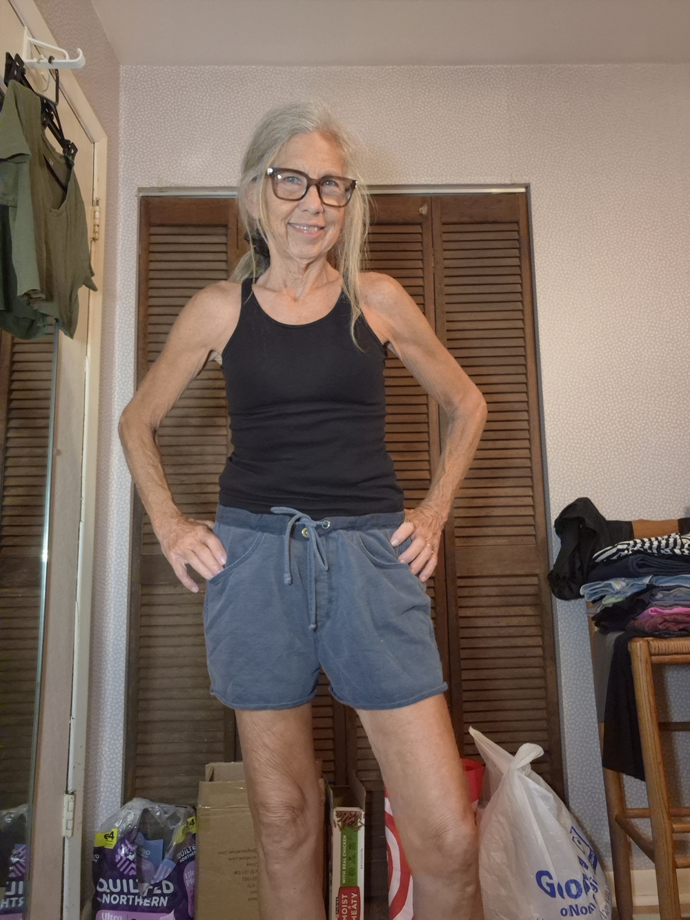Moda International Slate Blue Drawstring Athletic Shorts - Picture 5 of 6